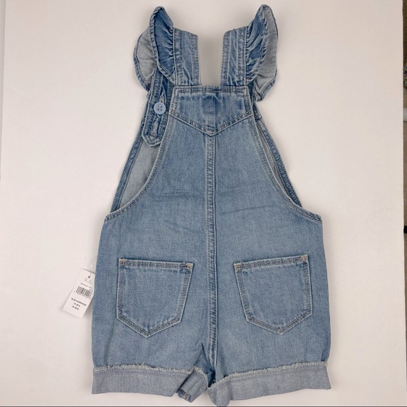 BABY GAP Girls Denim Ruffle Shorts Overalls NWT *BUY2GET2FREE!* - Picture 3 of 6